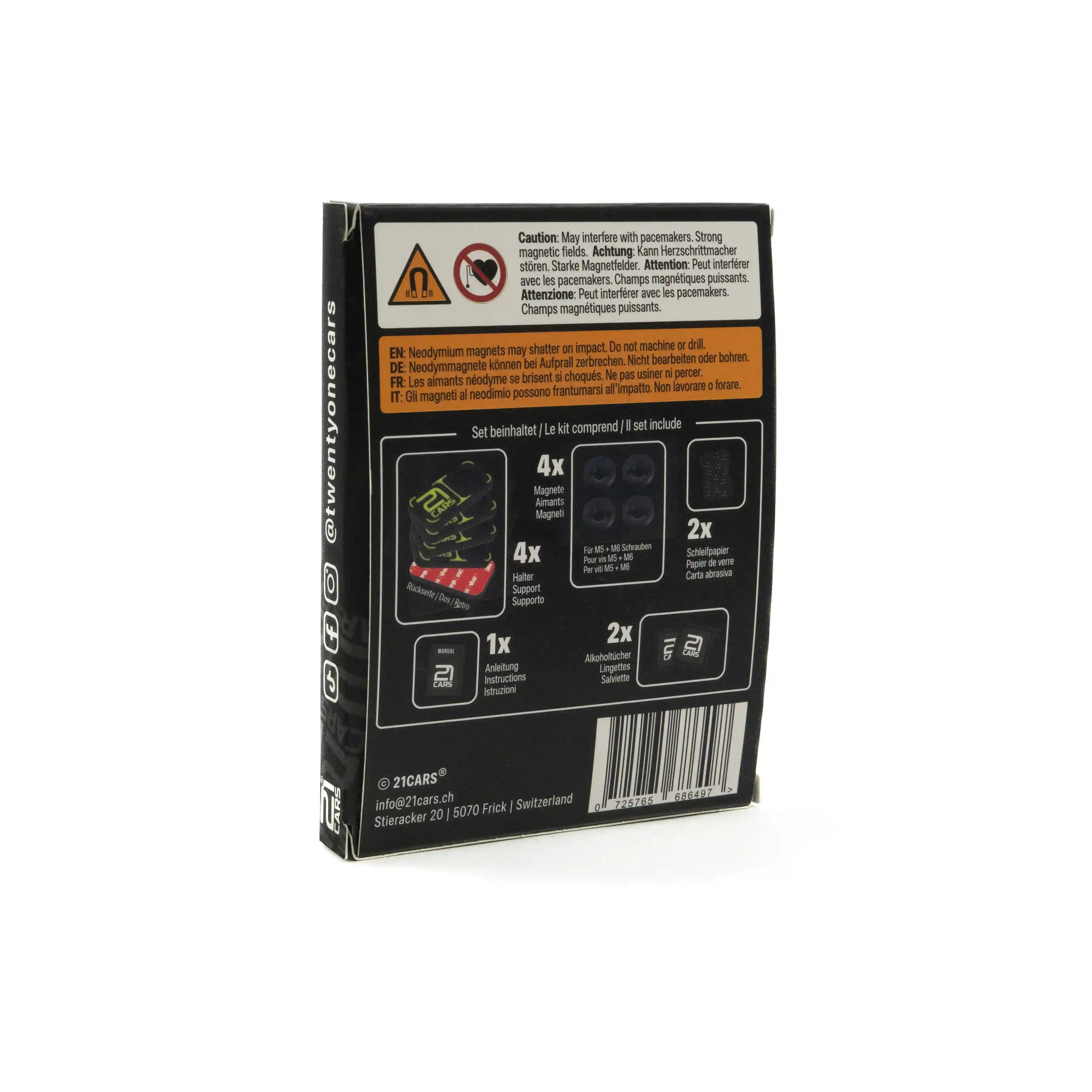 21CARS Magnet Kennzeichenhalter Verpackung Rückseite